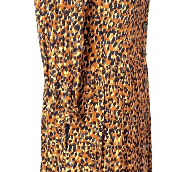 Zara TRF Animal Cheetah Print Pleated Shoulder Lined Jacket Dress Sz Small Maxi - Picture 9 of 15